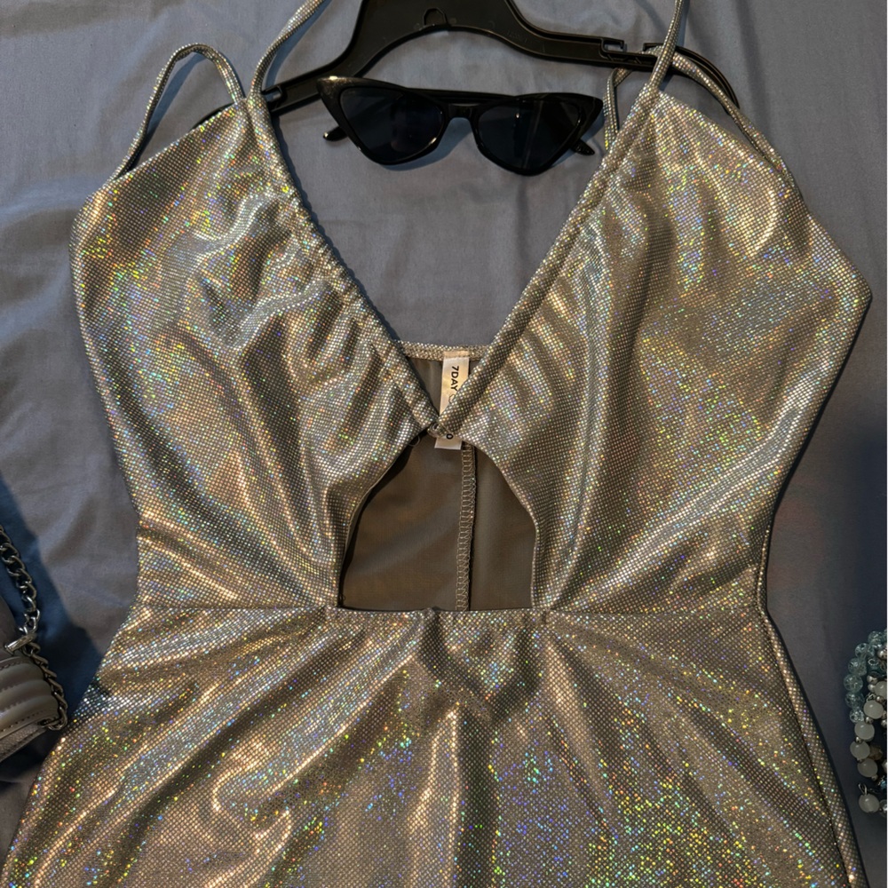 Holographic dress cute short party dress club dress